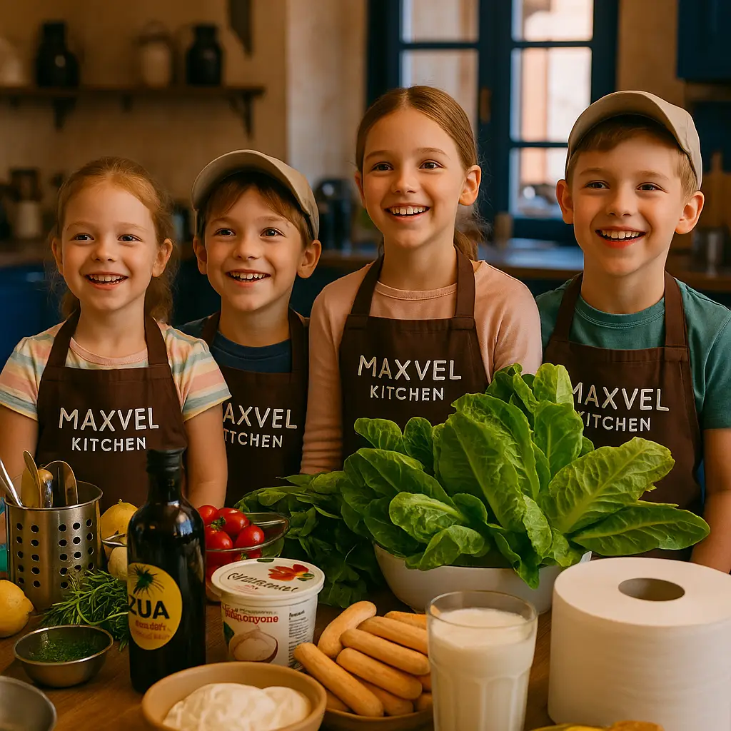 Дети на кулинарном мастер-классе в студии MaxVel Kitchen